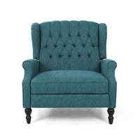 Jade Oversize Wide Chair Manual Recliner, Wingback, Teal Button Tufted - BM326969