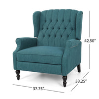 Jade Oversize Wide Chair Manual Recliner, Wingback, Teal Button Tufted - BM326969
