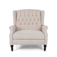 Jade Oversize Wide Chair Manual Recliner, Wingback, Beige Tufted - BM326970