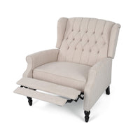 Jade Oversize Wide Chair Manual Recliner, Wingback, Beige Tufted - BM326970
