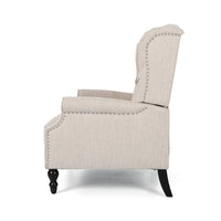 Jade Oversize Wide Chair Manual Recliner, Wingback, Beige Tufted - BM326970