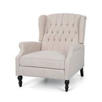 Jade Oversize Wide Chair Manual Recliner, Wingback, Beige Tufted - BM326970