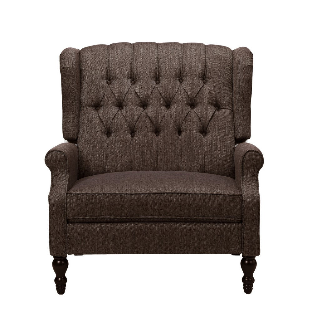 Jade Oversize Wide Chair Manual Recliner, Wingback, Brown Tufted - BM326971