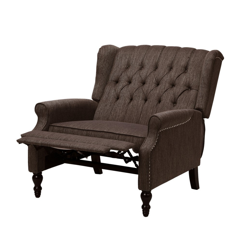Jade Oversize Wide Chair Manual Recliner, Wingback, Brown Tufted - BM326971