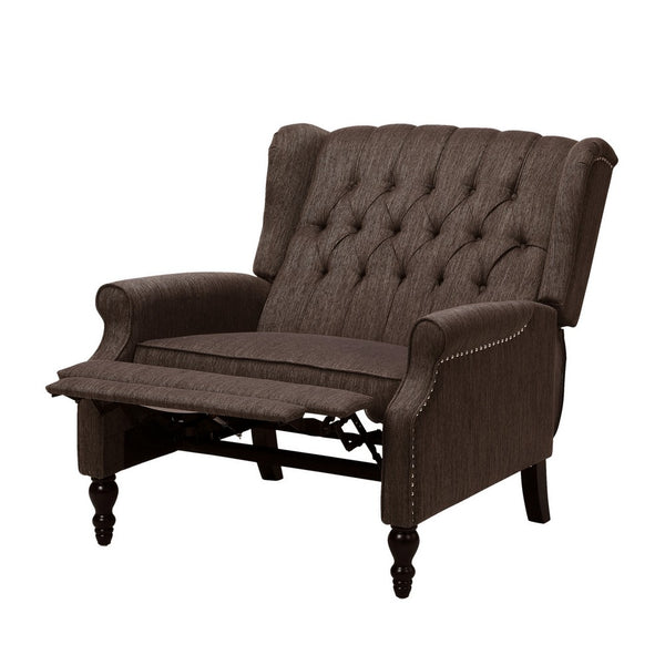 Jade Oversize Wide Chair Manual Recliner, Wingback, Brown Tufted - BM326971
