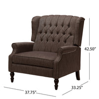 Jade Oversize Wide Chair Manual Recliner, Wingback, Brown Tufted - BM326971