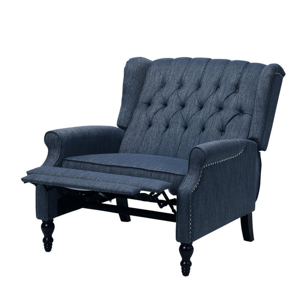 Jade Oversize Wide Chair Manual Recliner, Navy Blue Button Tufted - BM326972