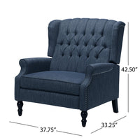 Jade Oversize Wide Chair Manual Recliner, Navy Blue Button Tufted - BM326972