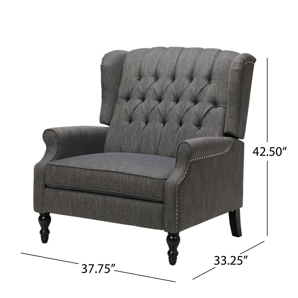Jade Oversize Wide Chair Manual Recliner, Dark Gray Button Tuft - BM326974