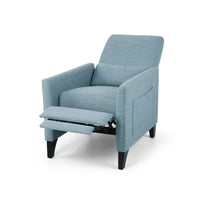Davy Pushback Recliner Chair, Nailhead Trim, Birch Wood, Blue Fabric - BM326977