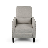 Davy Pushback Recliner Chair, Nailhead Trim, Birch Wood, Gray Fabric - BM326978