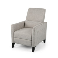 Davy Pushback Recliner Chair, Nailhead Trim, Birch Wood, Gray Fabric - BM326978
