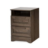 Vinie Nightstand, 2 Drawers and Open Top, 23 Inch Dark Brown Faux Wood - BM326982