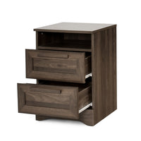 Vinie Nightstand, 2 Drawers and Open Top, 23 Inch Dark Brown Faux Wood - BM326982