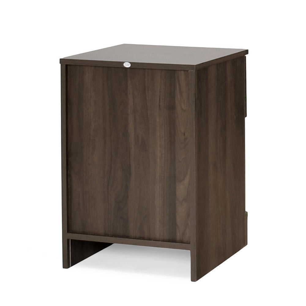 Vinie Nightstand, 2 Drawers and Open Top, 23 Inch Dark Brown Faux Wood - BM326982