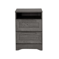 Vinie Nightstand, 2 Drawers and Open Top, 23 Inch Dark Gray Faux Wood - BM326983