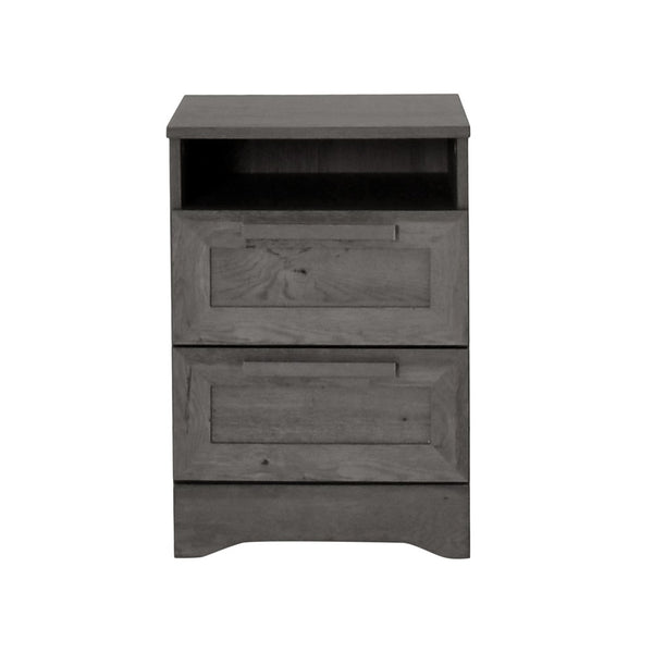 Vinie Nightstand, 2 Drawers and Open Top, 23 Inch Dark Gray Faux Wood - BM326983