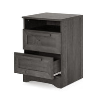Vinie Nightstand, 2 Drawers and Open Top, 23 Inch Dark Gray Faux Wood - BM326983