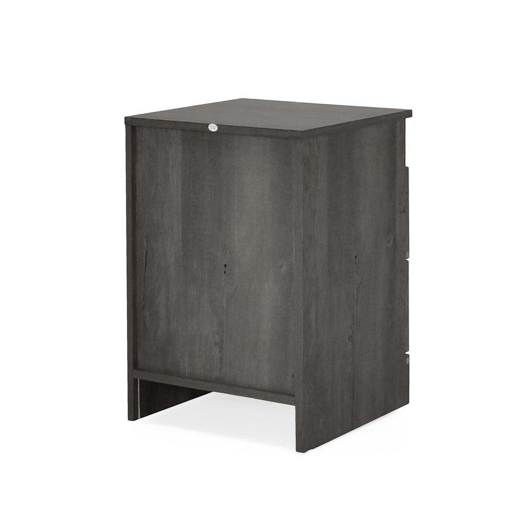 Vinie Nightstand, 2 Drawers and Open Top, 23 Inch Dark Gray Faux Wood - BM326983