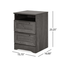 Vinie Nightstand, 2 Drawers and Open Top, 23 Inch Dark Gray Faux Wood - BM326983