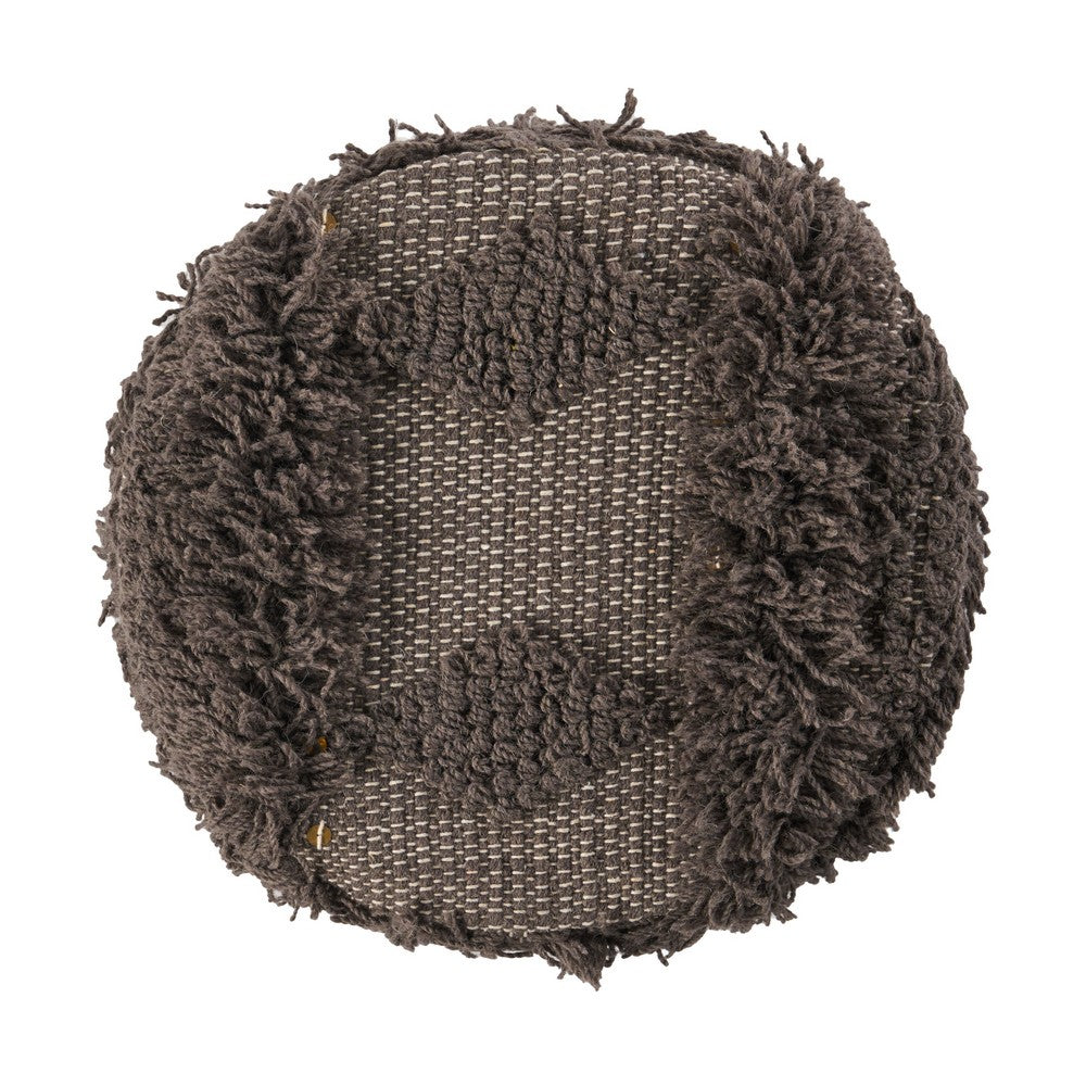 Footstool Ottoman, Handcrafted Boho Design, Brown Woven Seat, Wood - BM326989