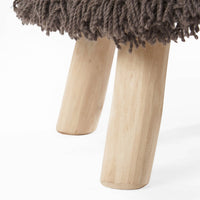 Footstool Ottoman, Handcrafted Boho Design, Brown Woven Seat, Wood - BM326989