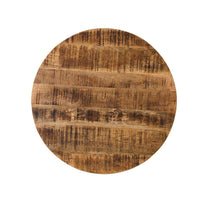 Coffee Table, Gold Hourglass Metal Base, 25 Inch Round Mango Wood Top - BM326994