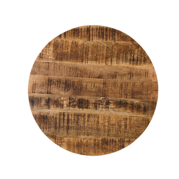 Coffee Table, Gold Hourglass Metal Base, 25 Inch Round Mango Wood Top - BM326994