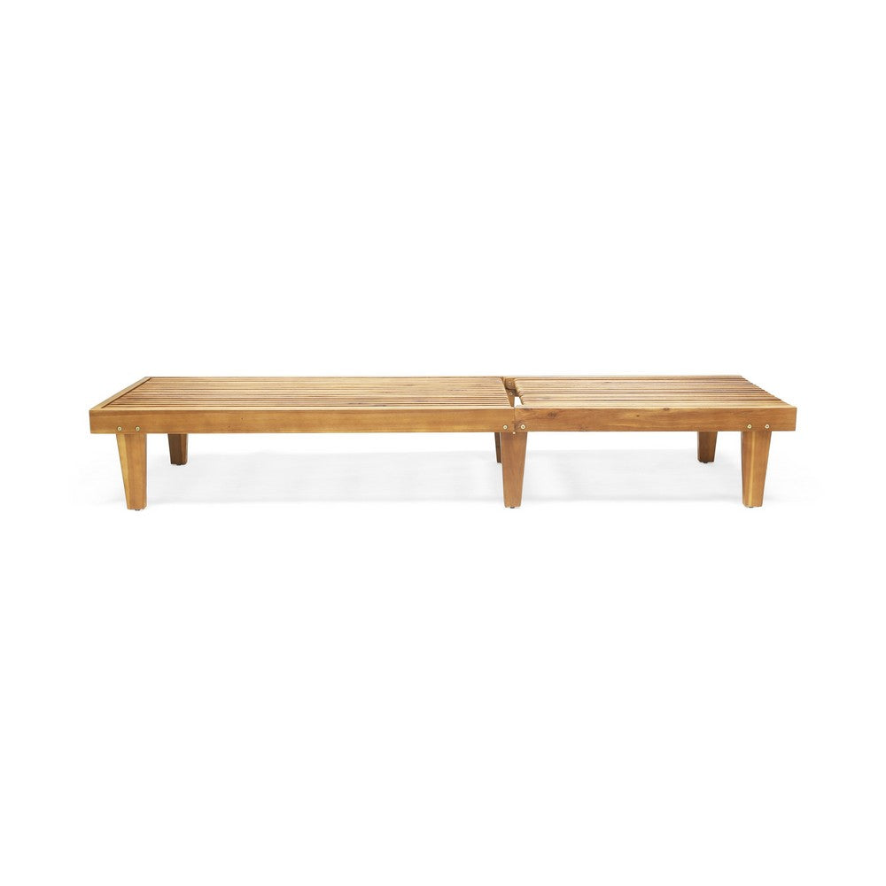 Pina Outdoor Chaise Lounger, 79 Inch, Slatted Acacia Wood, Brown - BM326999