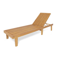 Pina Outdoor Chaise Lounger, 79 Inch, Slatted Acacia Wood, Brown - BM326999