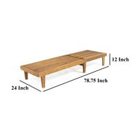 Pina Outdoor Chaise Lounger, 79 Inch, Slatted Acacia Wood, Brown - BM326999