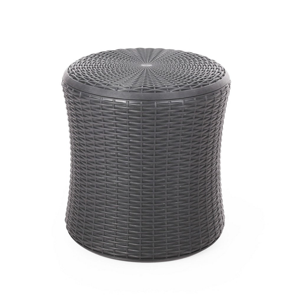 Lifo Outdoor End Table, Storage, 19 Inch, Gray Woven Polypropylene - BM327001