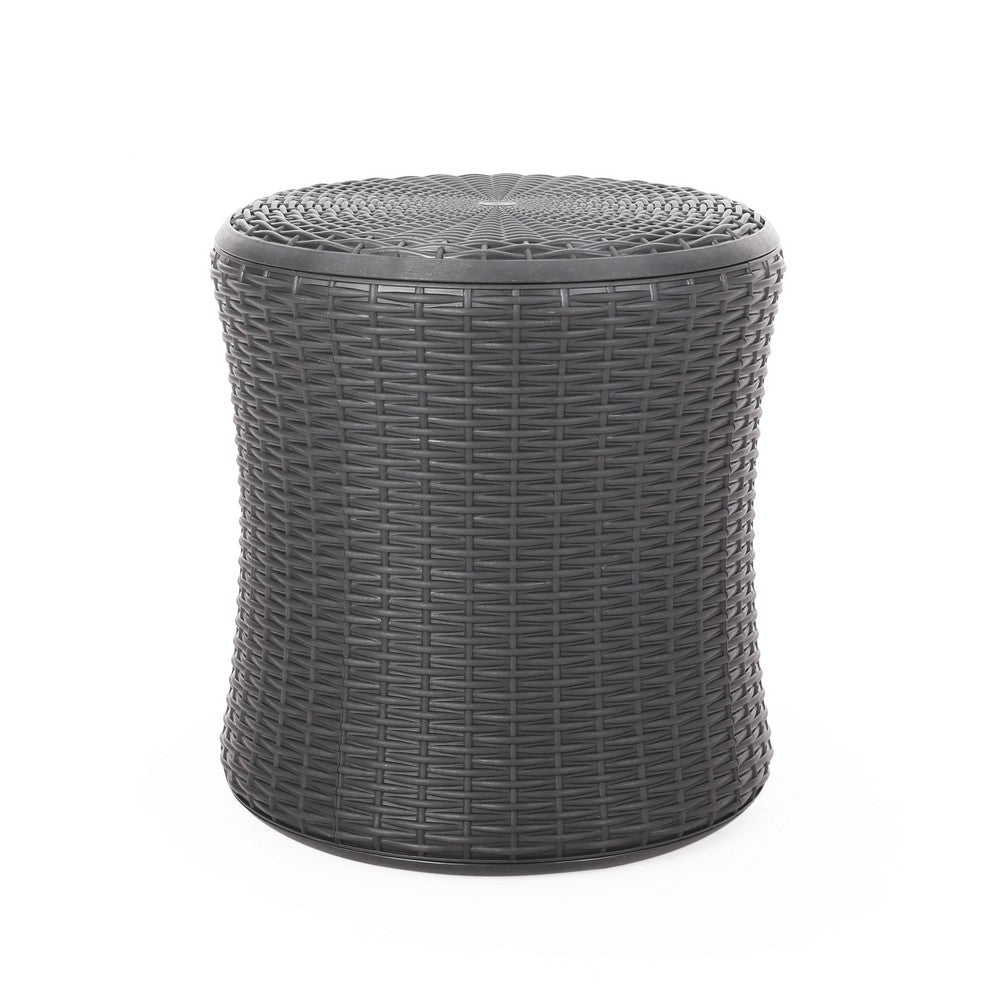 Lifo Outdoor End Table, Storage, 19 Inch, Gray Woven Polypropylene - BM327001