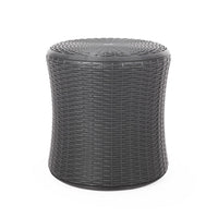 Lifo Outdoor End Table, Storage, 19 Inch, Gray Woven Polypropylene - BM327001