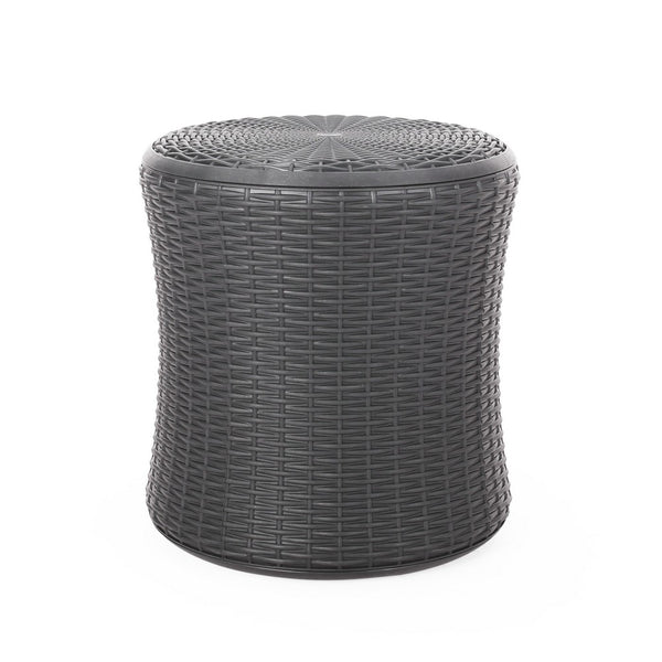 Lifo Outdoor End Table, Storage, 19 Inch, Gray Woven Polypropylene - BM327001