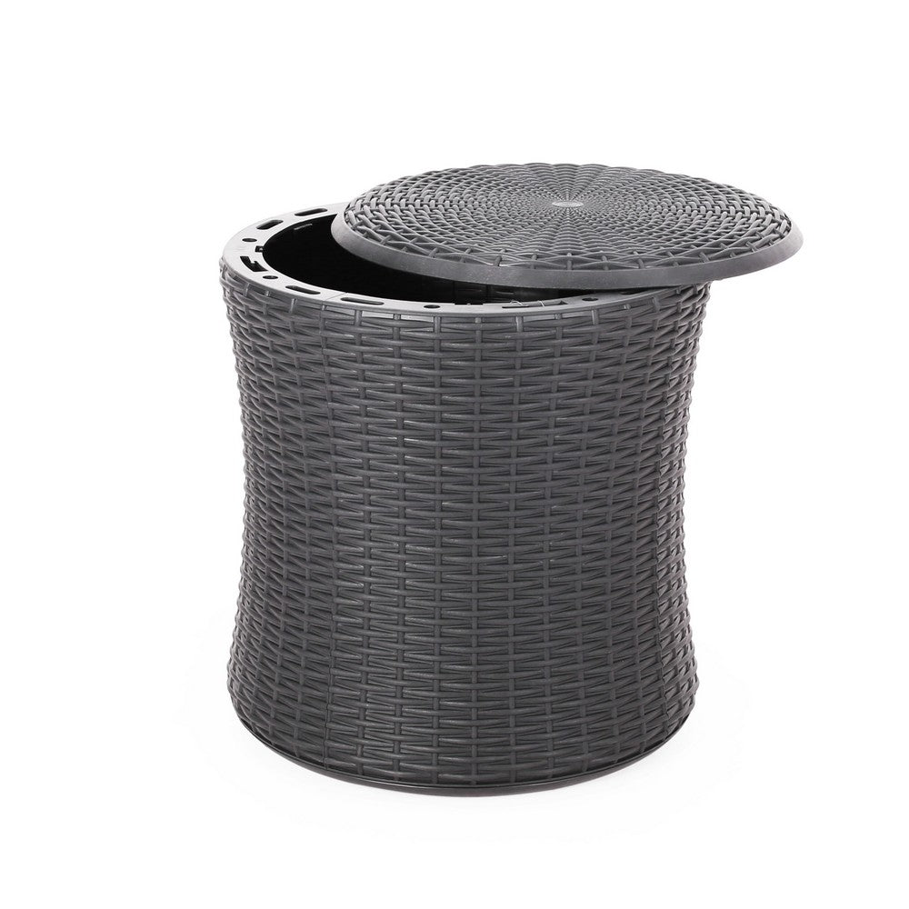Lifo Outdoor End Table, Storage, 19 Inch, Gray Woven Polypropylene - BM327001