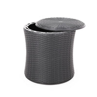 Lifo Outdoor End Table, Storage, 19 Inch, Gray Woven Polypropylene - BM327001