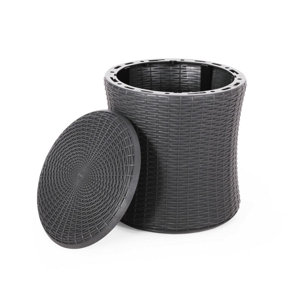 Lifo Outdoor End Table, Storage, 19 Inch, Gray Woven Polypropylene - BM327001