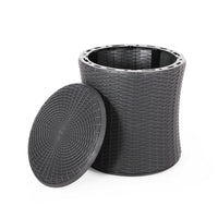 Lifo Outdoor End Table, Storage, 19 Inch, Gray Woven Polypropylene - BM327001