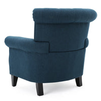 Koni Accent Chair, Button Diamond Tufted, Blue Fabric, Rolled Arms - BM327002