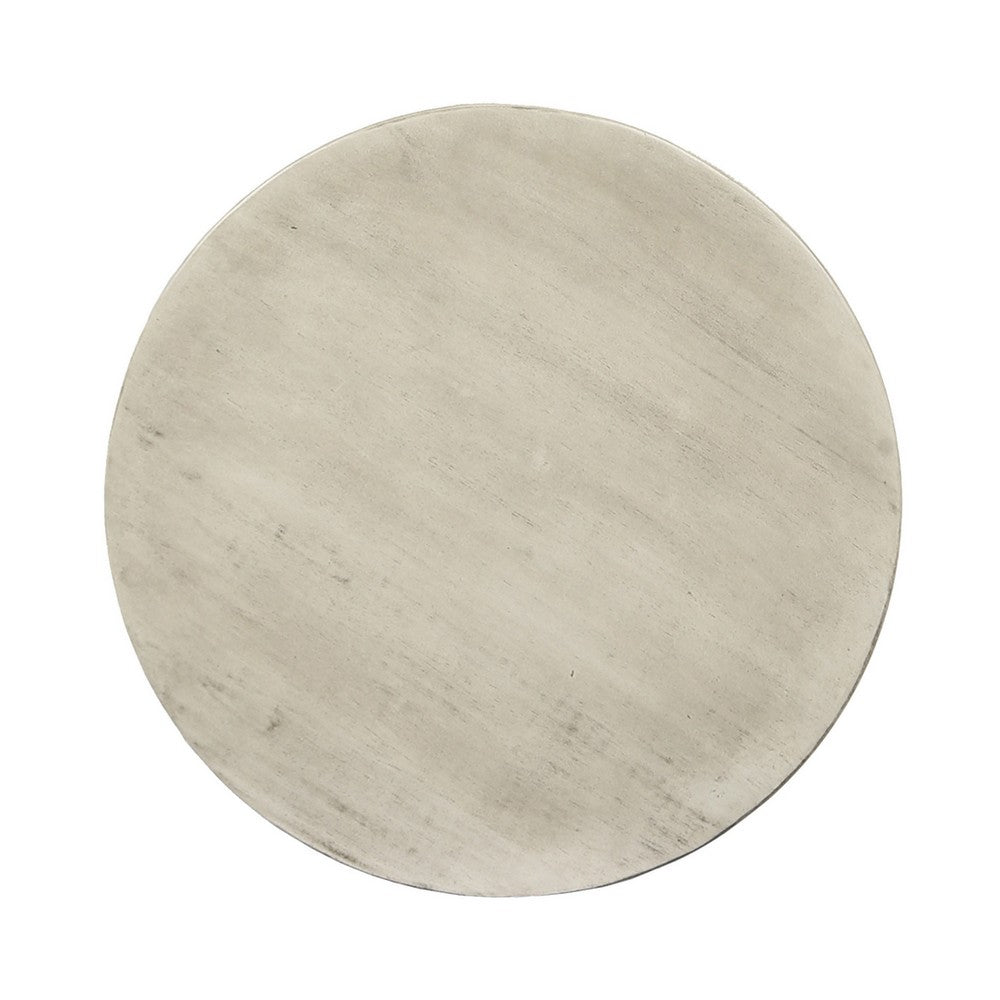 Ina Side End Table, Angled Legs, 16 Inch Round Gray Top, Acacia Wood - BM327003
