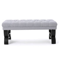 Riam Ottoman Bench, 41 Inch, Button Tufted, Rounded Birch Wood Legs - BM327004