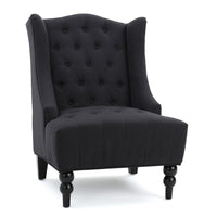 Tesy Accent Club Chair, Wingback Design, Button Tufted Gray Fabric - BM327005