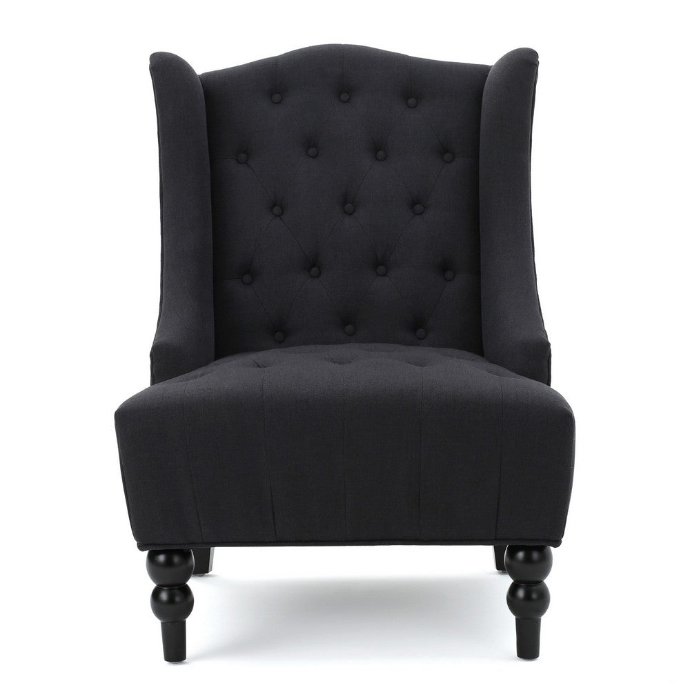 Tesy Accent Club Chair, Wingback Design, Button Tufted Gray Fabric - BM327005