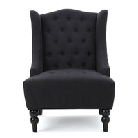 Tesy Accent Club Chair, Wingback Design, Button Tufted Gray Fabric - BM327005
