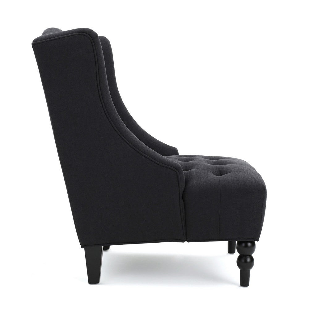 Tesy Accent Club Chair, Wingback Design, Button Tufted Gray Fabric - BM327005