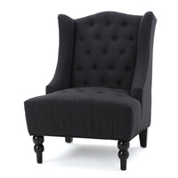 Tesy Accent Club Chair, Wingback Design, Button Tufted Gray Fabric - BM327005