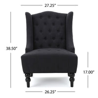 Tesy Accent Club Chair, Wingback Design, Button Tufted Gray Fabric - BM327005