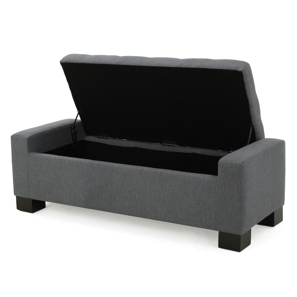 Liani Ottoman Bench, Button Tufted Gray, 50 Inch, Lift Top Storage - BM327006