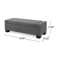 Liani Ottoman Bench, Button Tufted Gray, 50 Inch, Lift Top Storage - BM327006